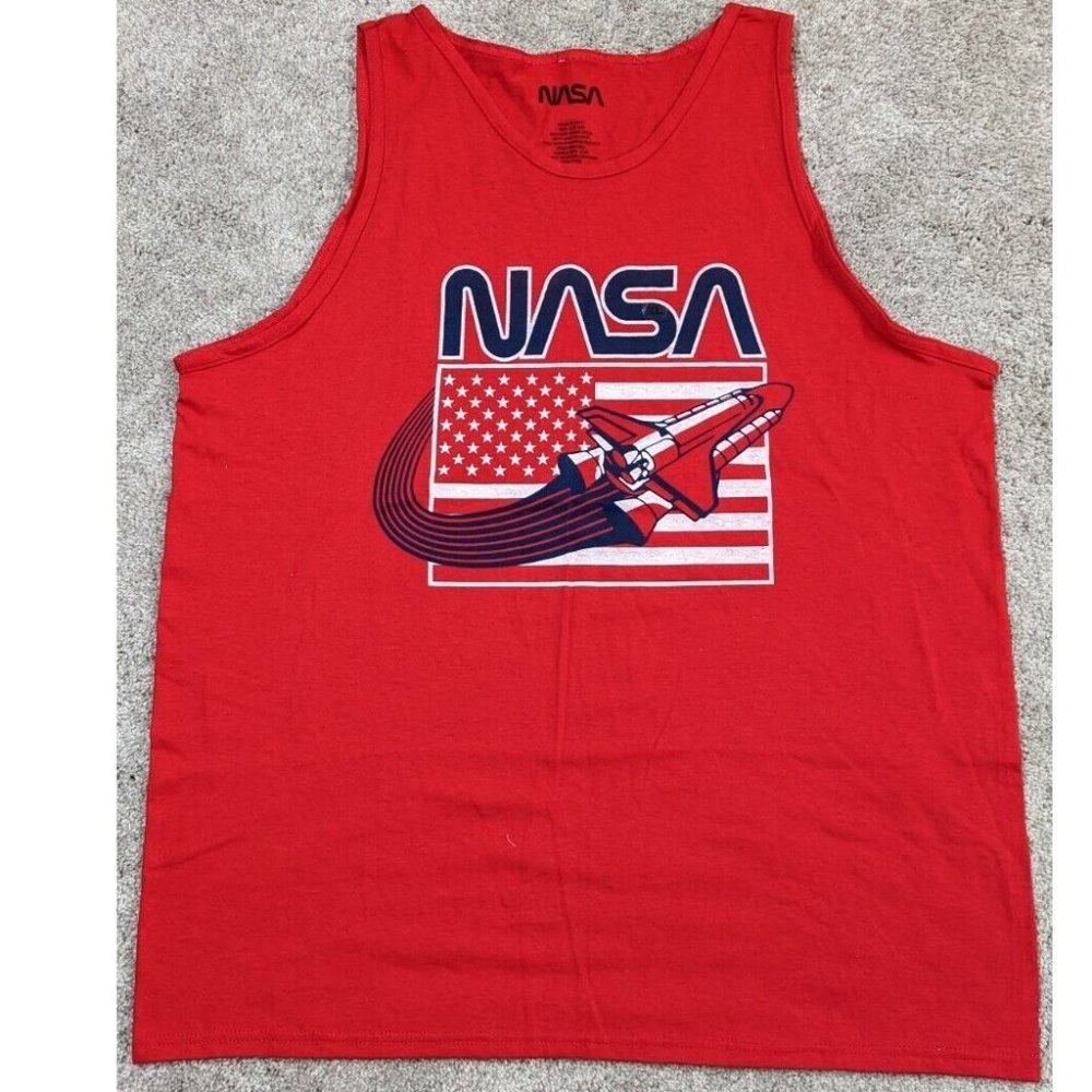 Mens NASA Space Program Tank Top Size S M L XL XXL Shuttle Americana Flag NWT
